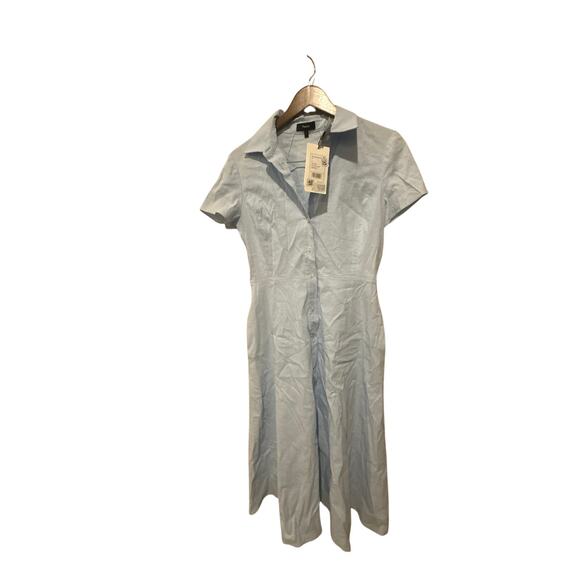 Theory Linen Blend Short‎ Sleeve Midi Dress Skylight Size 6 - Picture 2 of 3